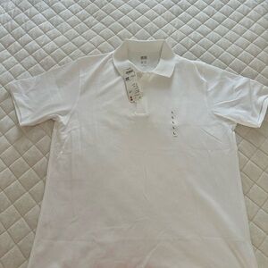 Uniqlo White Polo Shirt Classic Design Cotton Blend